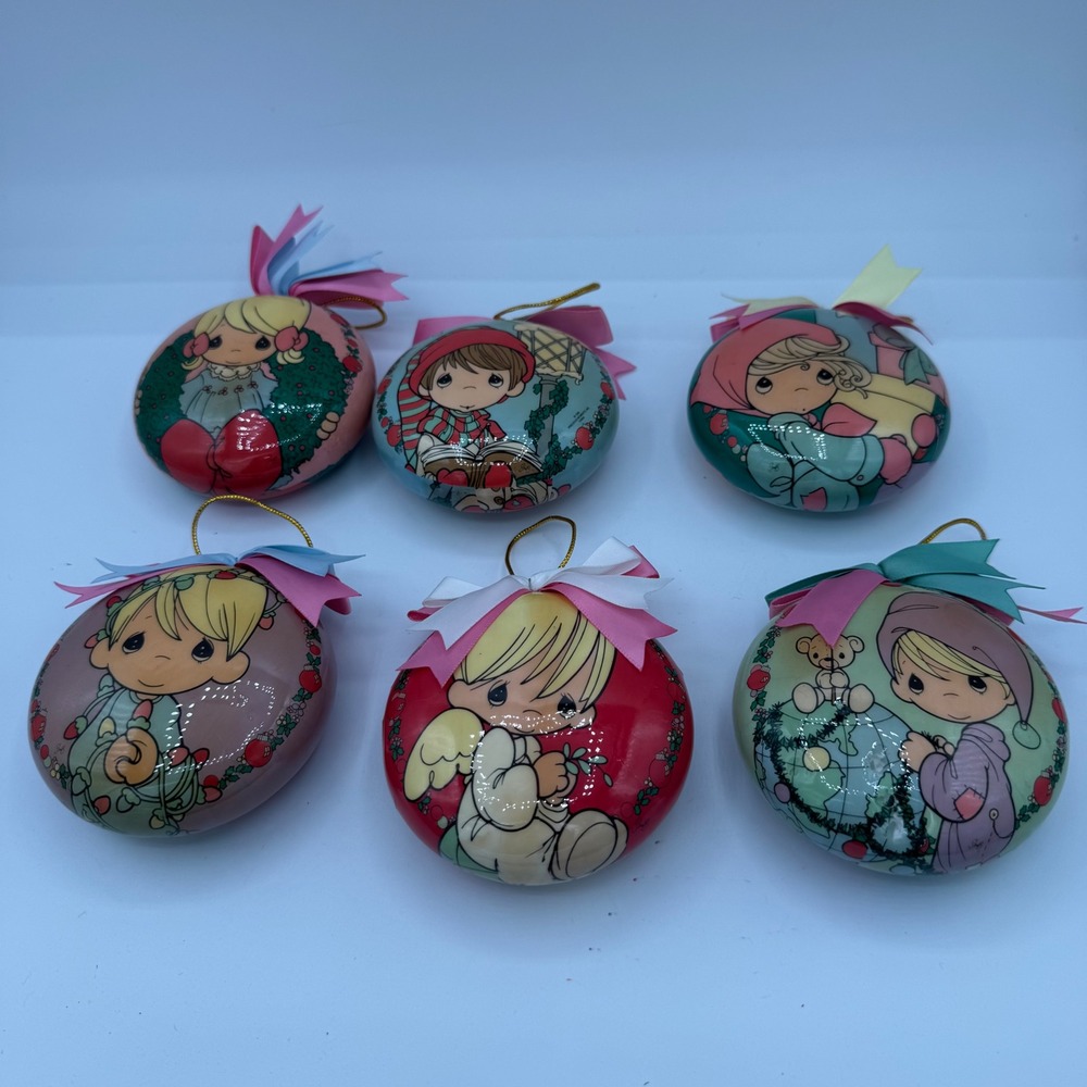 1996 Enesco Precious Moments Christmas Ornaments Set of 6 Mixed Designs READ